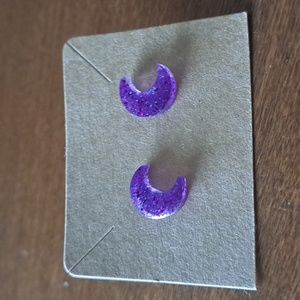 💜Purple moon earrings